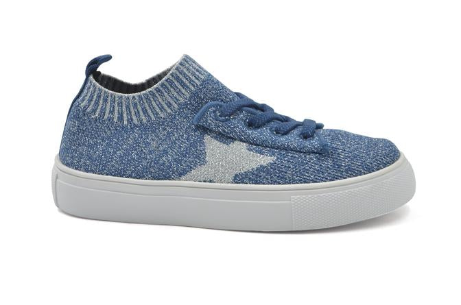 HOO Kelly Star Knit Sock Denim w/ White Star Sneaker