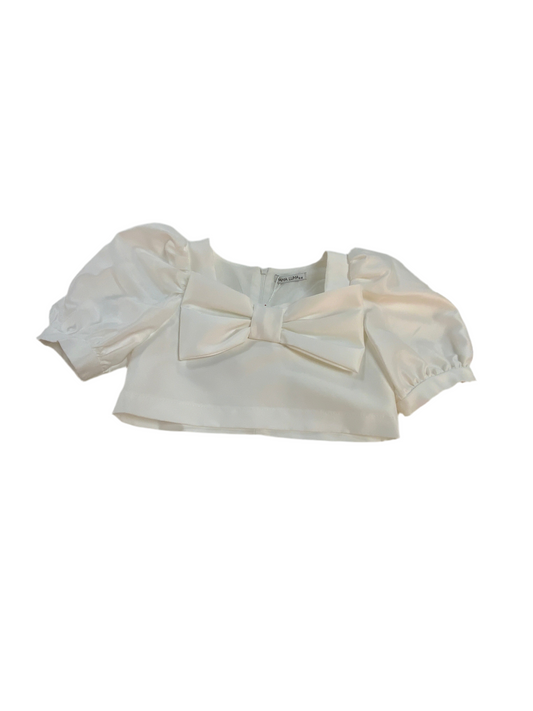 MaMa Luma White S/S Crop Top with Bow