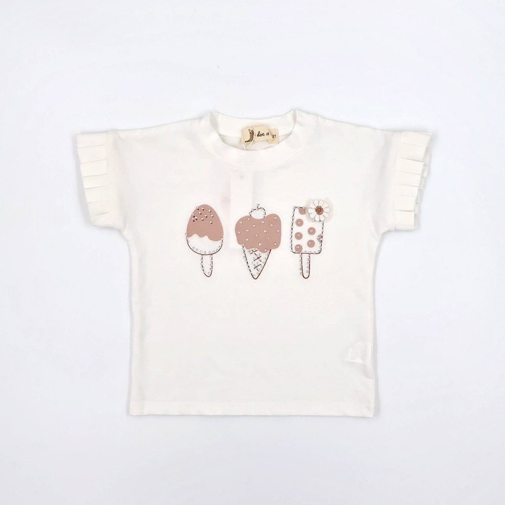 DOE PINK RUFFLE ICE CREAM TEE