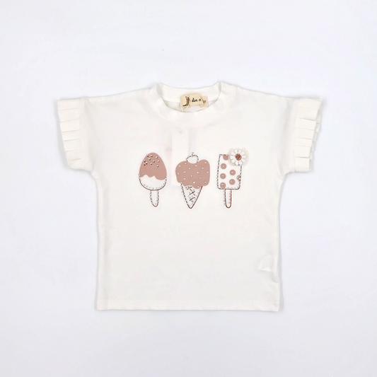 DOE PINK RUFFLE ICE CREAM TEE