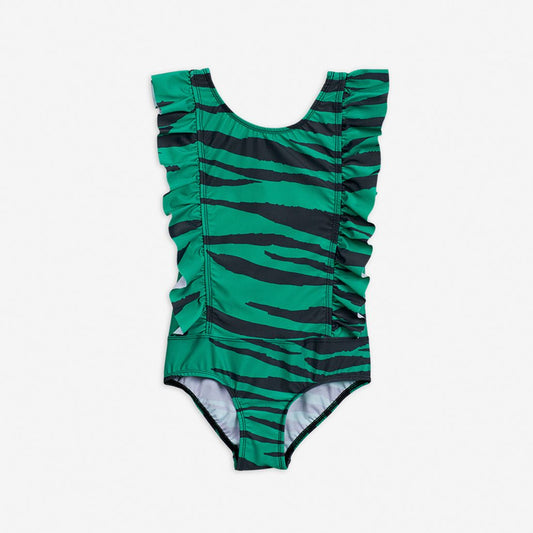 Green Tiger Ruffled Swimsuit