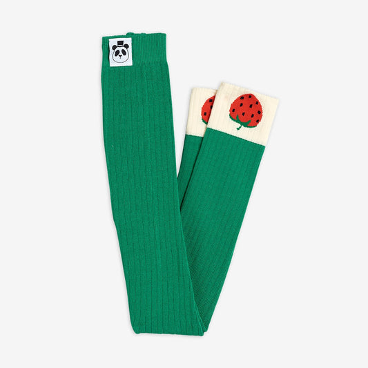 Mini Rodini ribbed green strawberry leggings