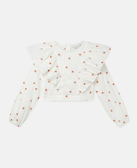 Stella McCartney White/Red Tiny Flowers Crop Top