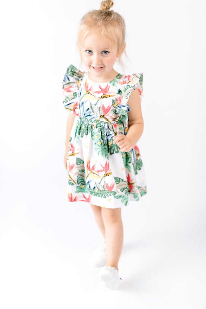 DOE Tropical Flower Print Milkmaid Dress