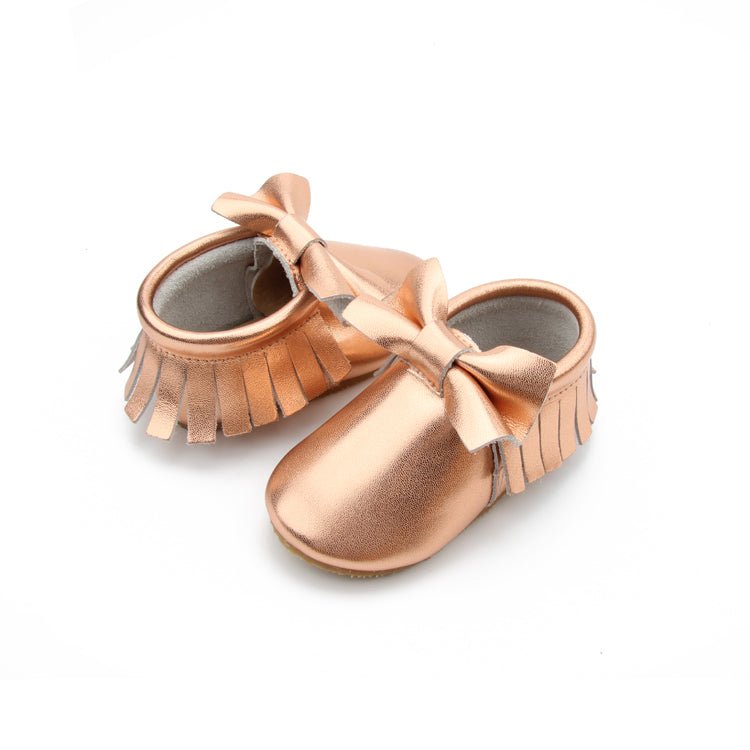 Classic bow hard bottom rose gold clay mocc