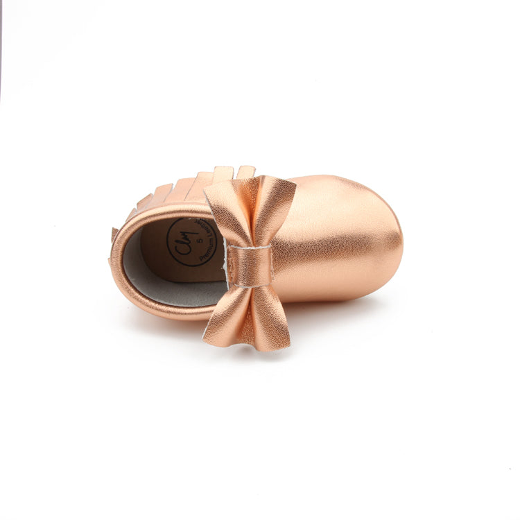 Classic bow hard bottom rose gold clay mocc