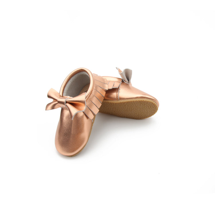 Classic bow hard bottom rose gold clay mocc