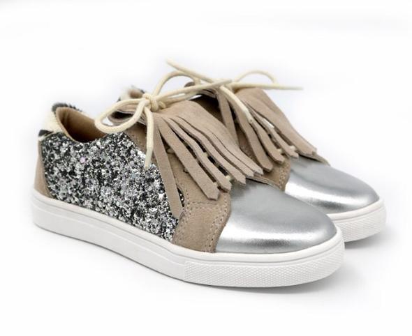 MINI SOLE LIVELY FRINGE SNEAKER SILVER