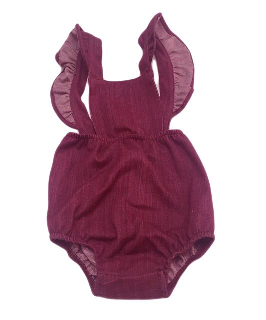 MAROON RUFFLE ROMPER NOAH