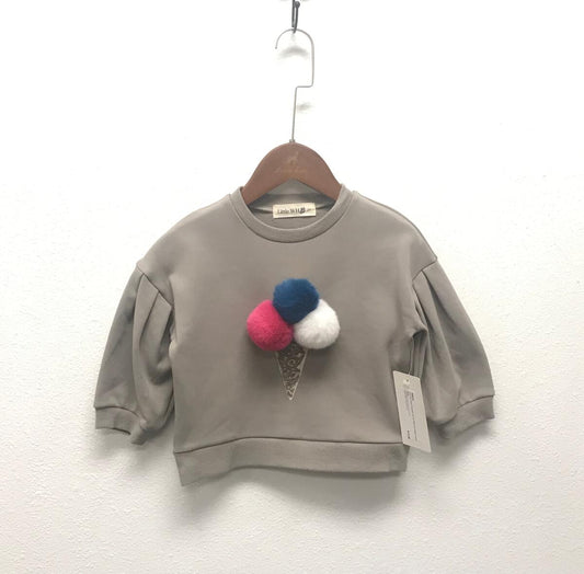 Grey Pom Pom Ice Cream Sweater