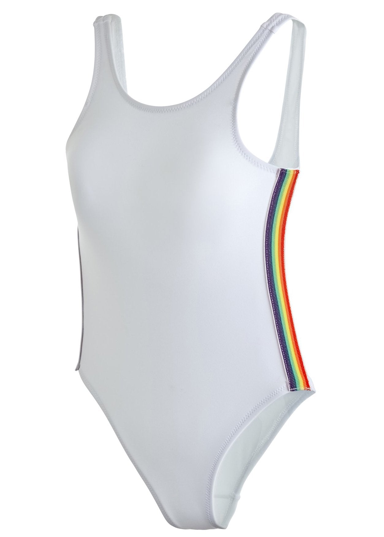 White Tank with Rainbow Stripe