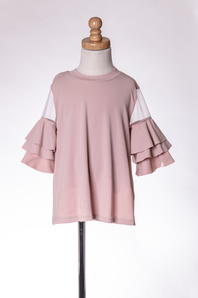 DEEP BLUSH RUFFLE TOP