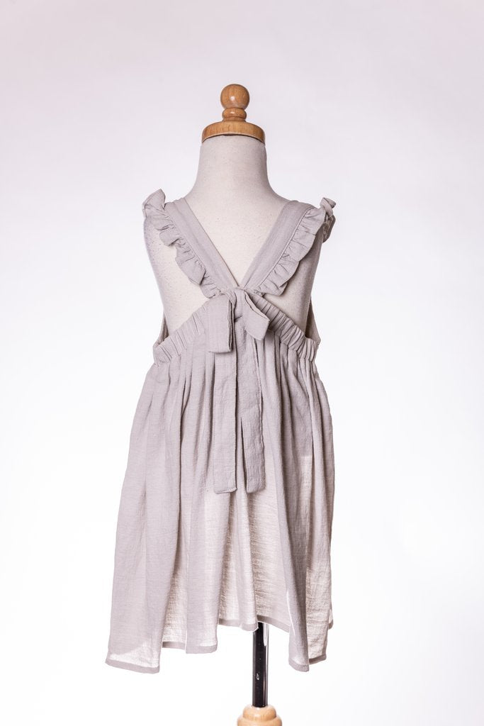 GREY TIE DRESS ML