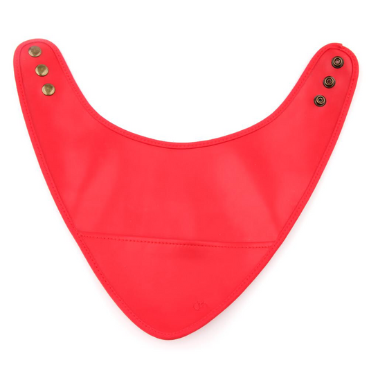 Red Leather Bib With Pocket