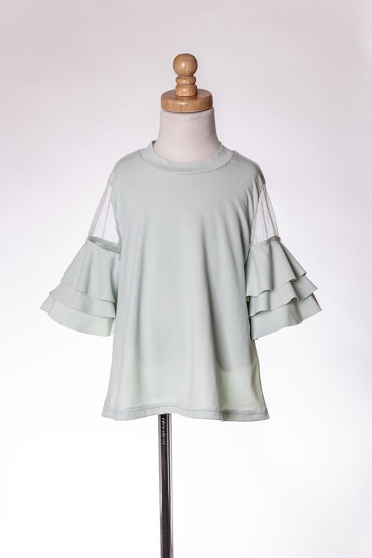 MINT RUFFLE TOP ML