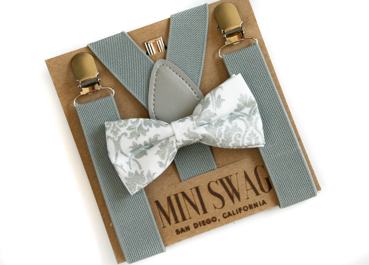 GREY & SILVER SUSPENDER BOW TIE