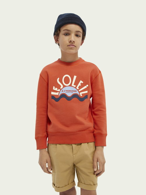 Scotch & Soda Orange CrewNeck Sweat w/ Chest Artwork